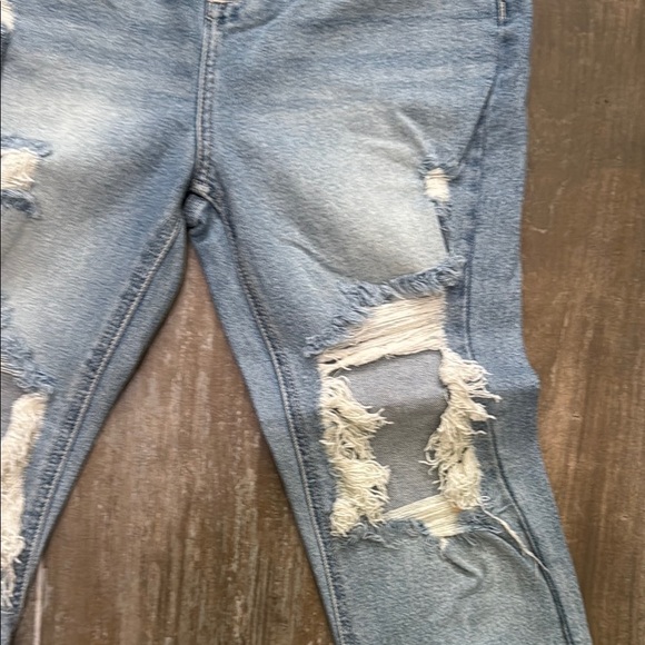 Cello High Rise Straight Distressed Jeans in Light Blue - Picture 11 of 12